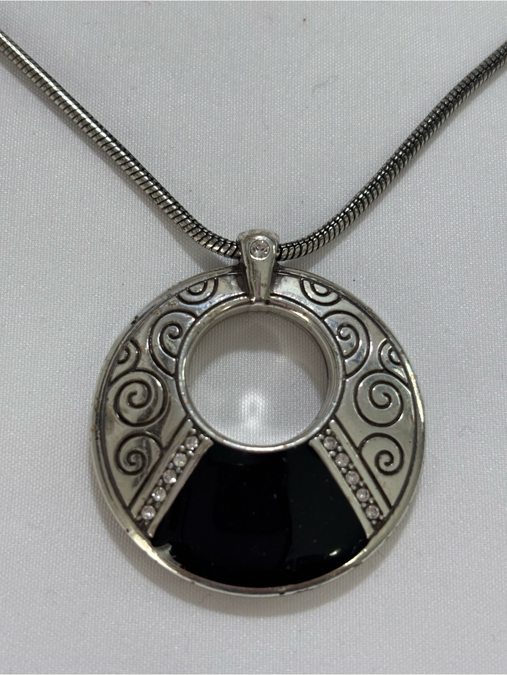 Brighton Wiltern Necklace Silver Plated 18” Reversible Black / Gold